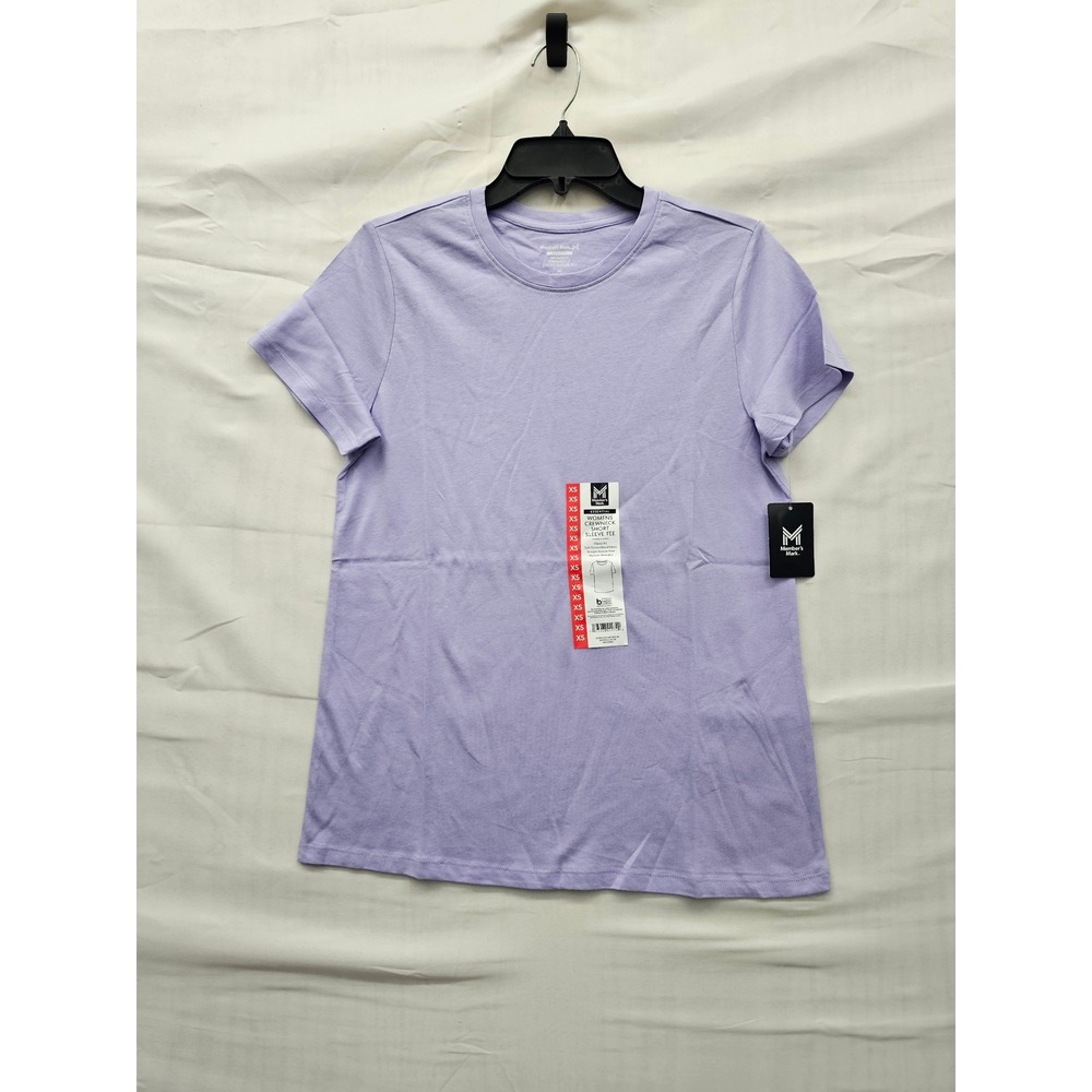 Member's‎ Mark Womens Crewneck Short Sleeve Tee Purple Cotton Blend Size XS